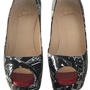 Black Fetish Peep 130 Printed Patent Leather Pumps
